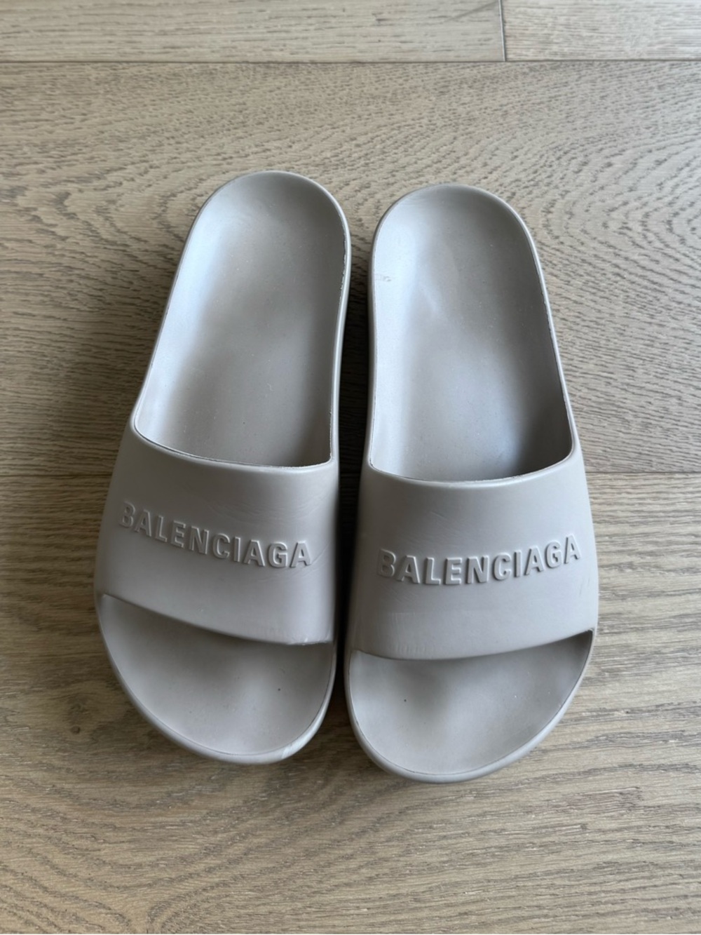 Balenciaga Beige Rubber Embossed Slide